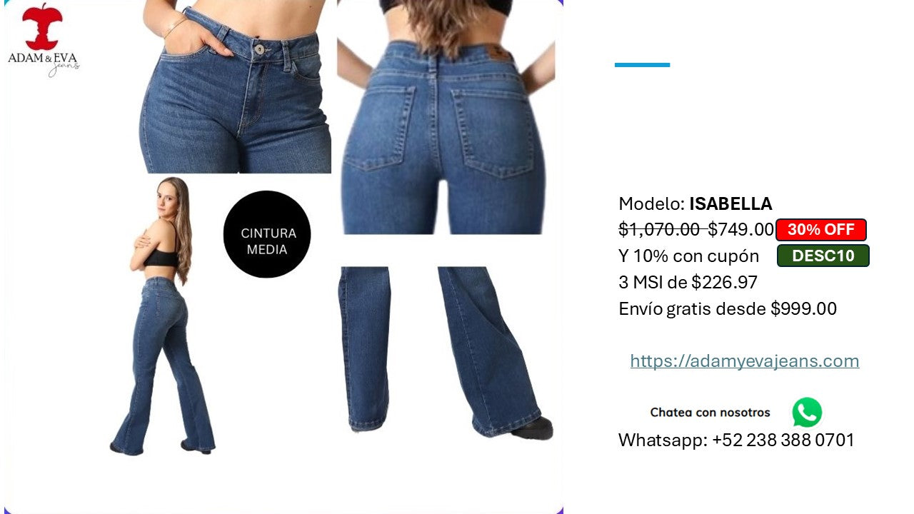 ISABELLA. 3 MSI DE $249.66. ENVIO GRATIS DESDE $999.00