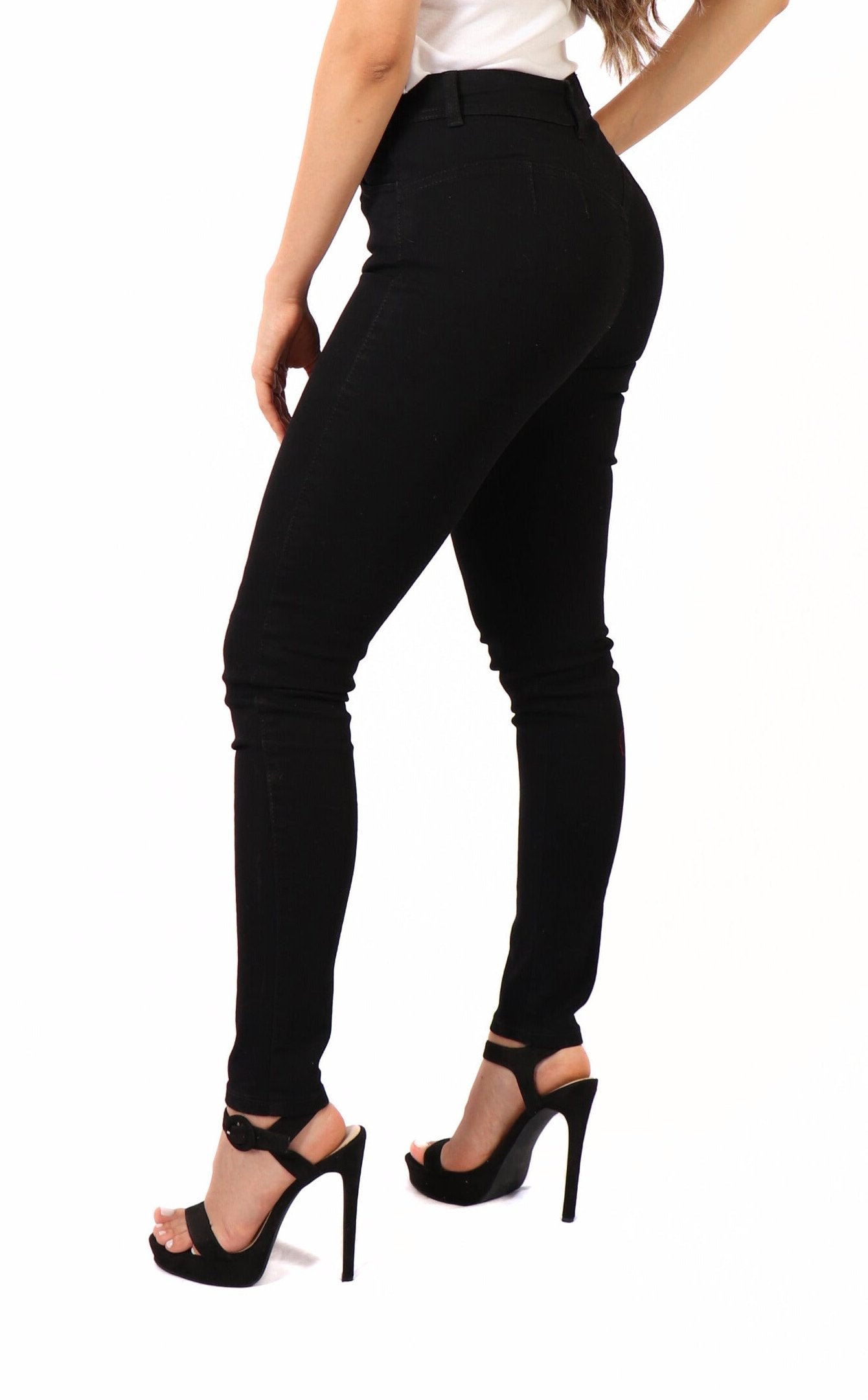 Charm Skinny, Push Up, Cintura Alta, Corte Corazón, Black